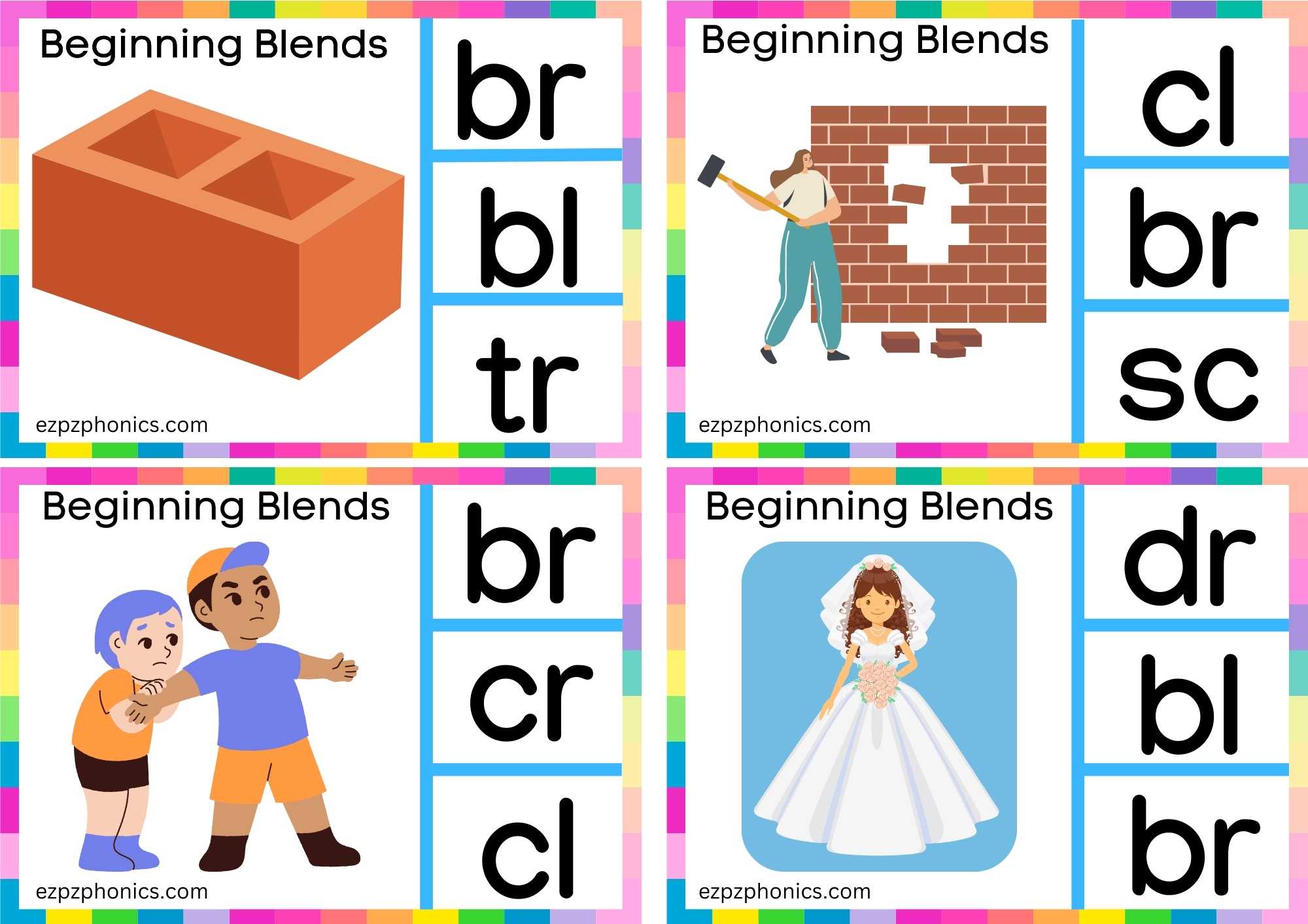BR Beginning Blends Clip Cards Look At The Images And Clip The Correct Letters Set 2